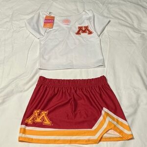 Minnesota Gophers crop top and skirt set size medium